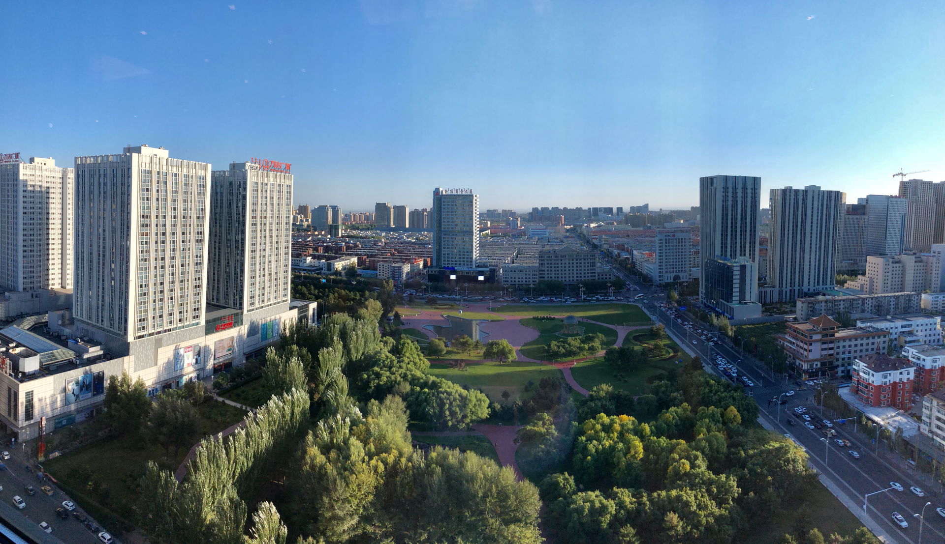 Panorama of Baotou city, Inner Mongolia, taken from the Shangri…