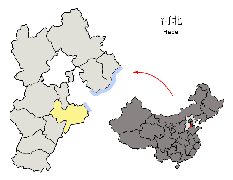 Location of Cangzhou Prefecture (yellow) within Hebei Province …