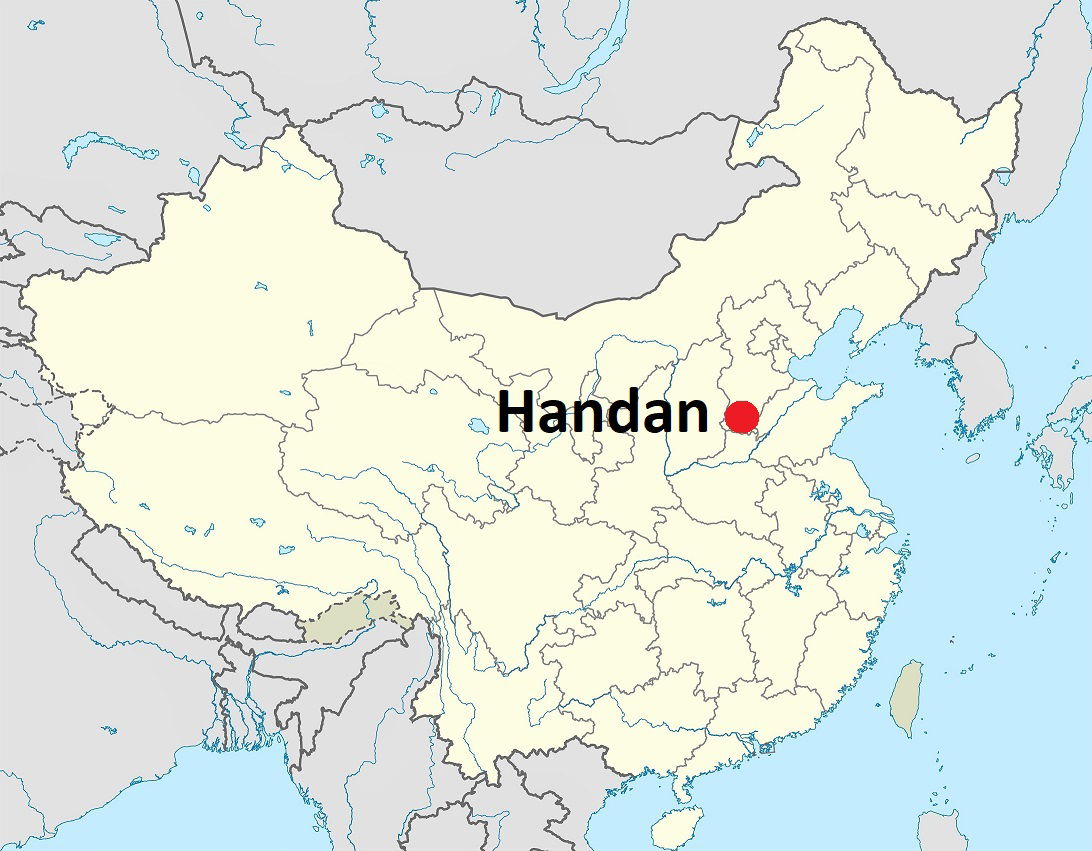 Location MAP Handan city in Hebei Province in China. Based on a…