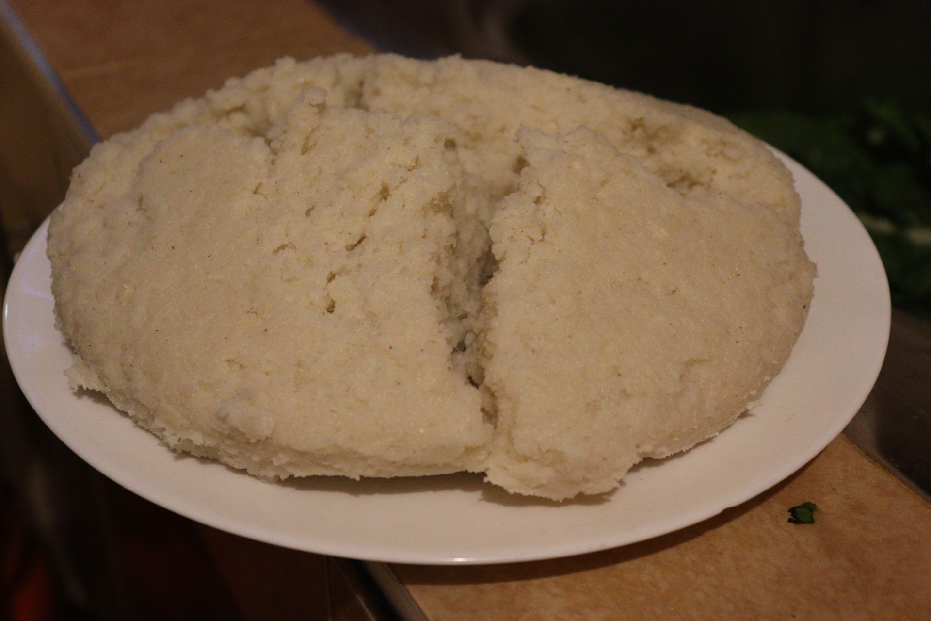 Known as Ugali in Kenya and as posho in Uganda