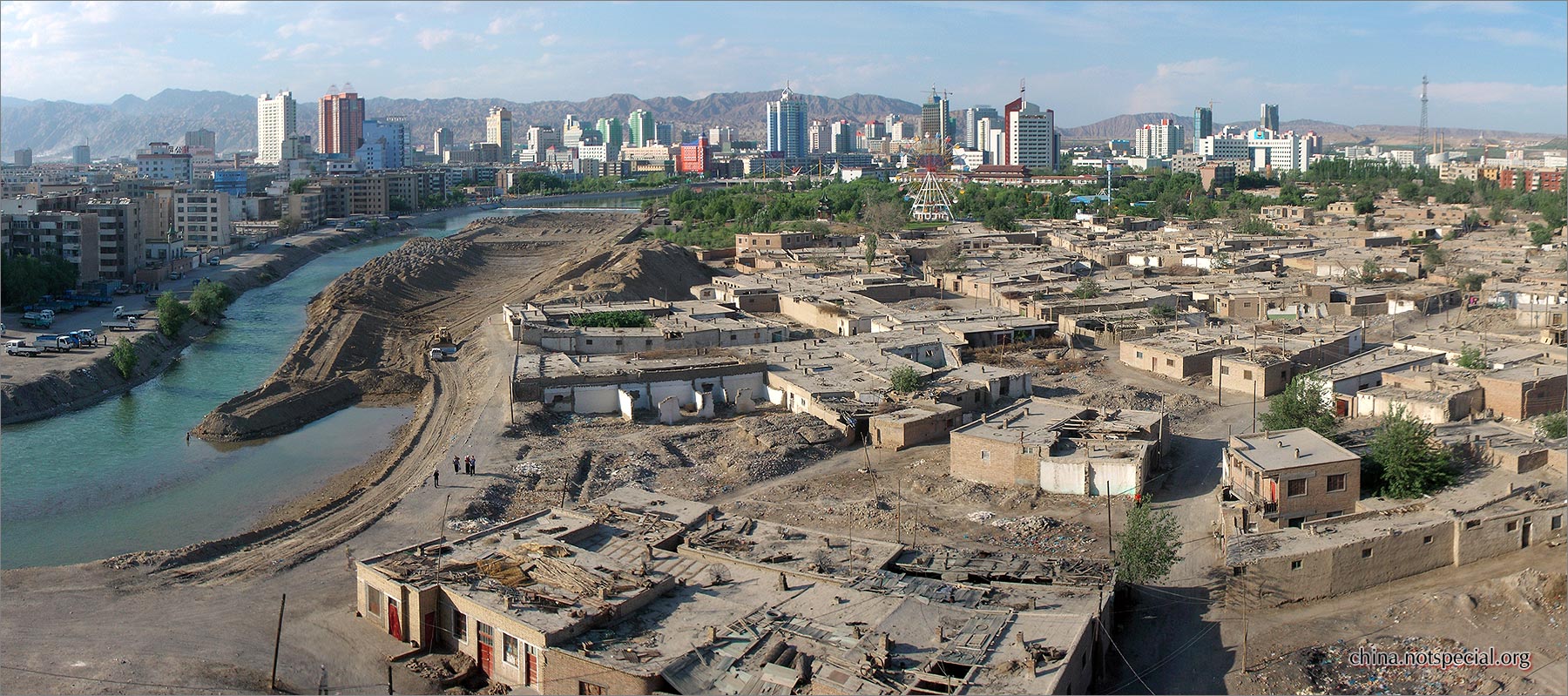 Another panorama of downtown Korla, Xinjiang. May 2007. Courtes…
