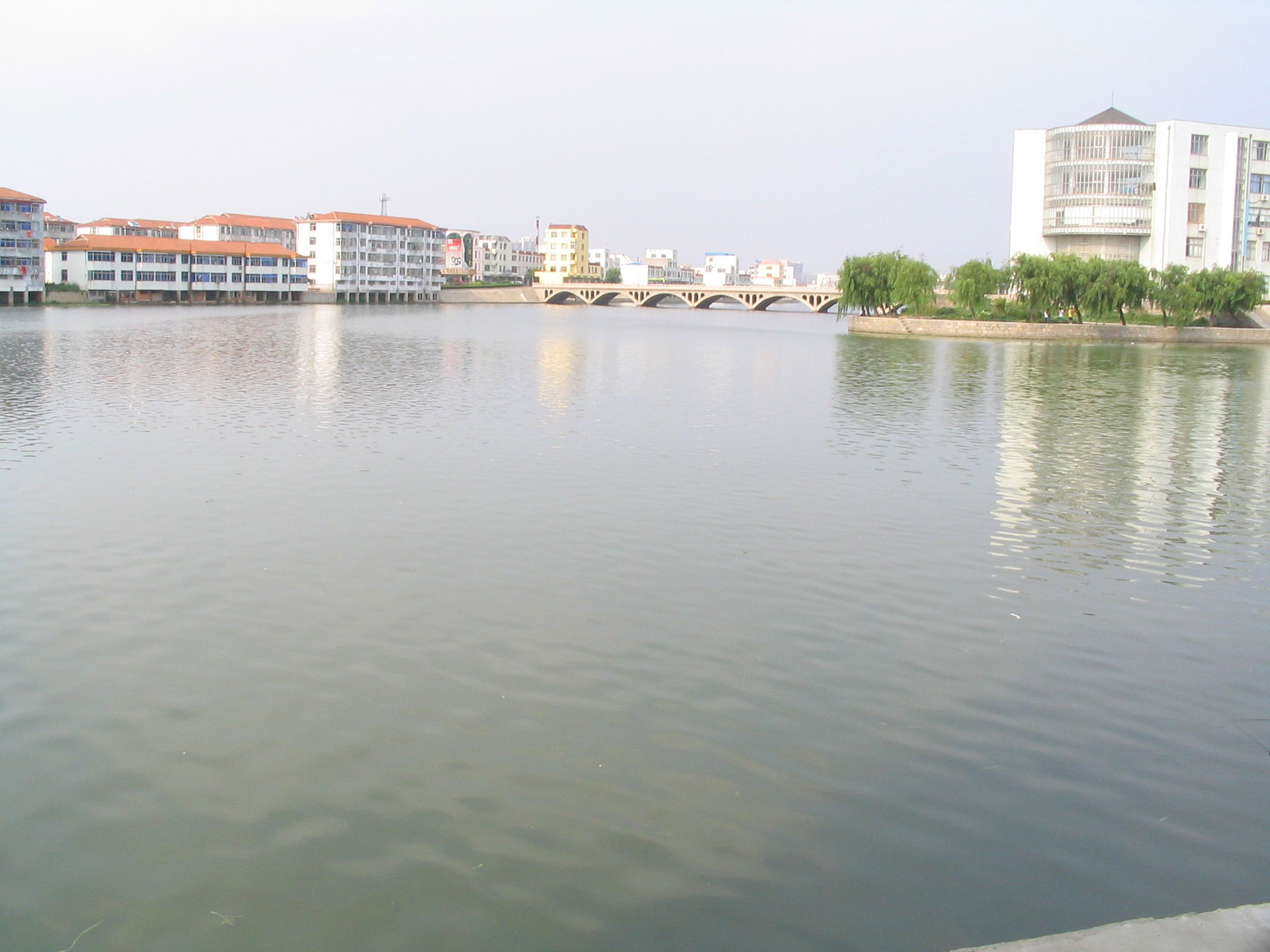 山东省文登柳林河和抱龙河两河交汇 城市的森林太少了 美丽的文登需要森林啊