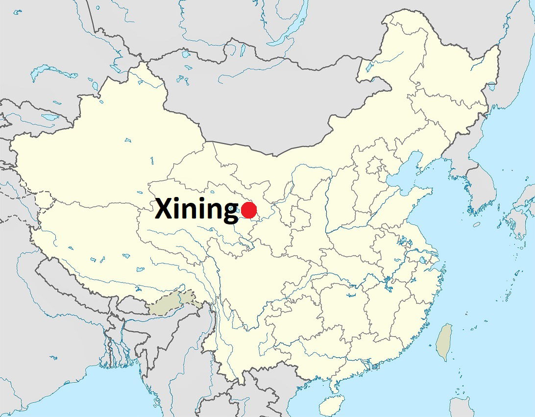 Location MAP Xining in Qinghai province in China. Based on a ma…