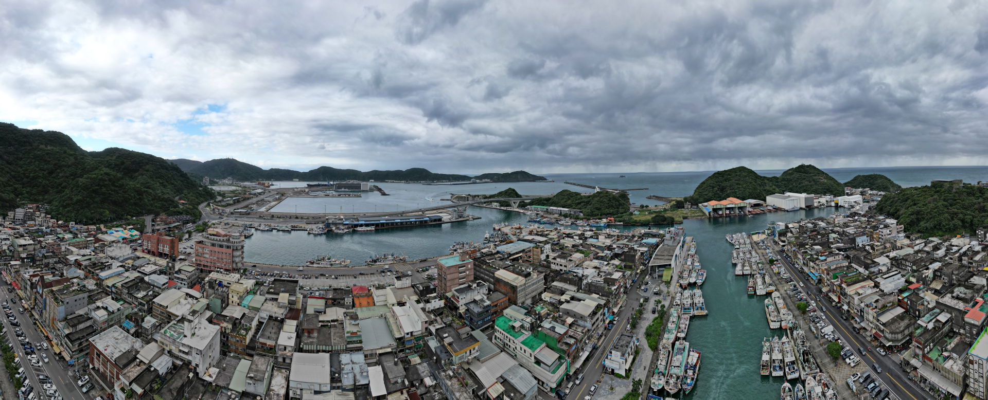 Su'Ao's Nanfangao Port aerial panorama. Shot December 2022.