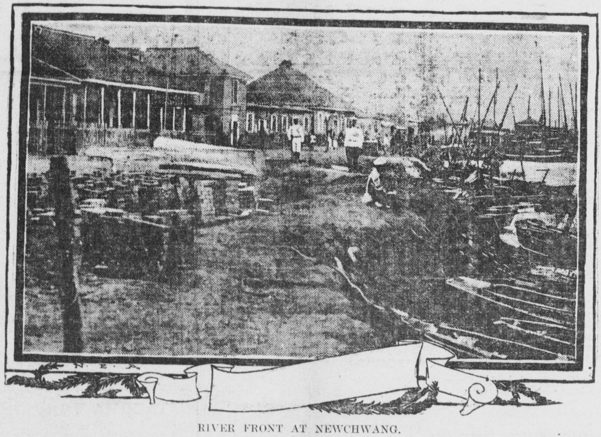 the riverfront in Newchwang, 1904.