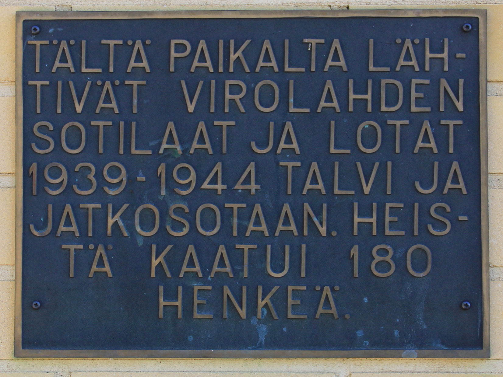 War veterans memorial plaque, Virojoki, Virolahti, Finland. - P…
