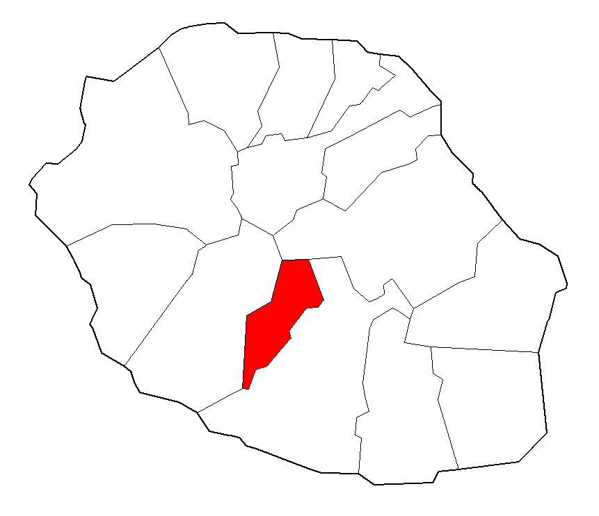 Carte de la Réunion présentant L'Entre-Deux lors de la création…