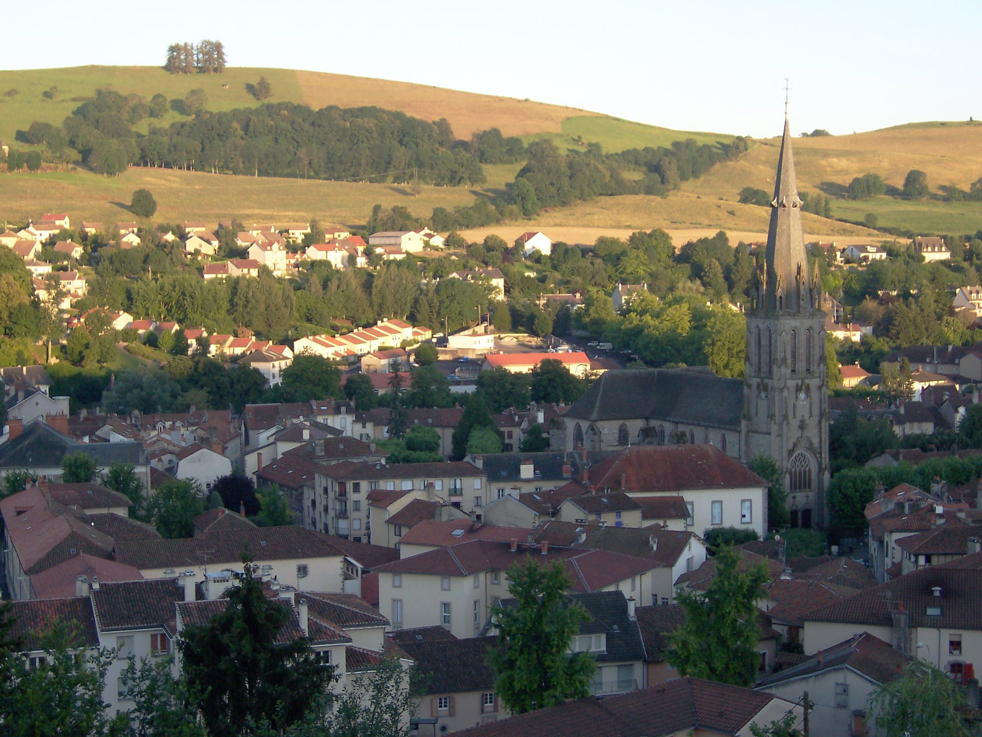 The quarter and the church Saint-Géraud, Aurillac (Cantal)