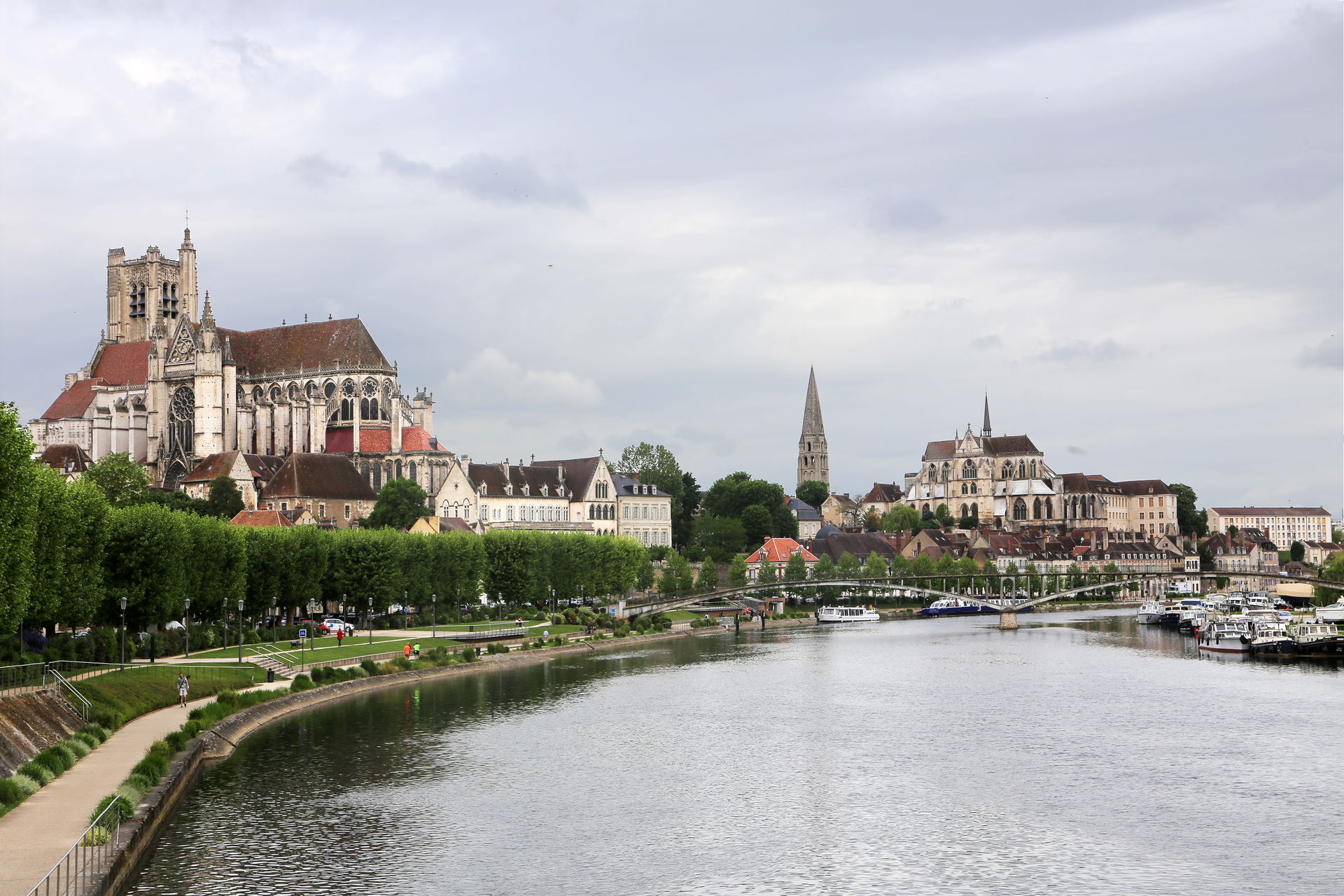 View of Auxerre, a French town with about 35,000 inhabitants in…