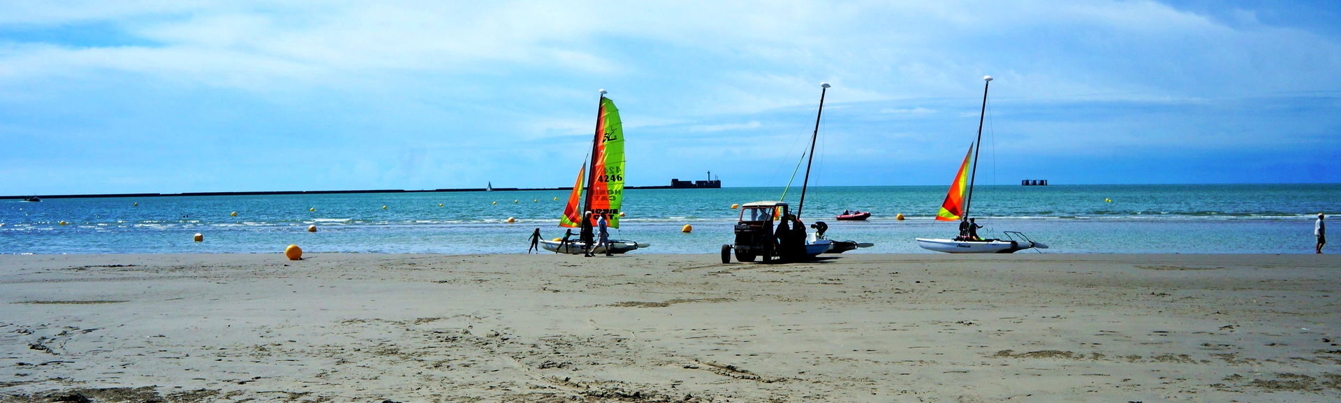 Beach of Boulogne-sur-Mer Hobie cat in Northern France