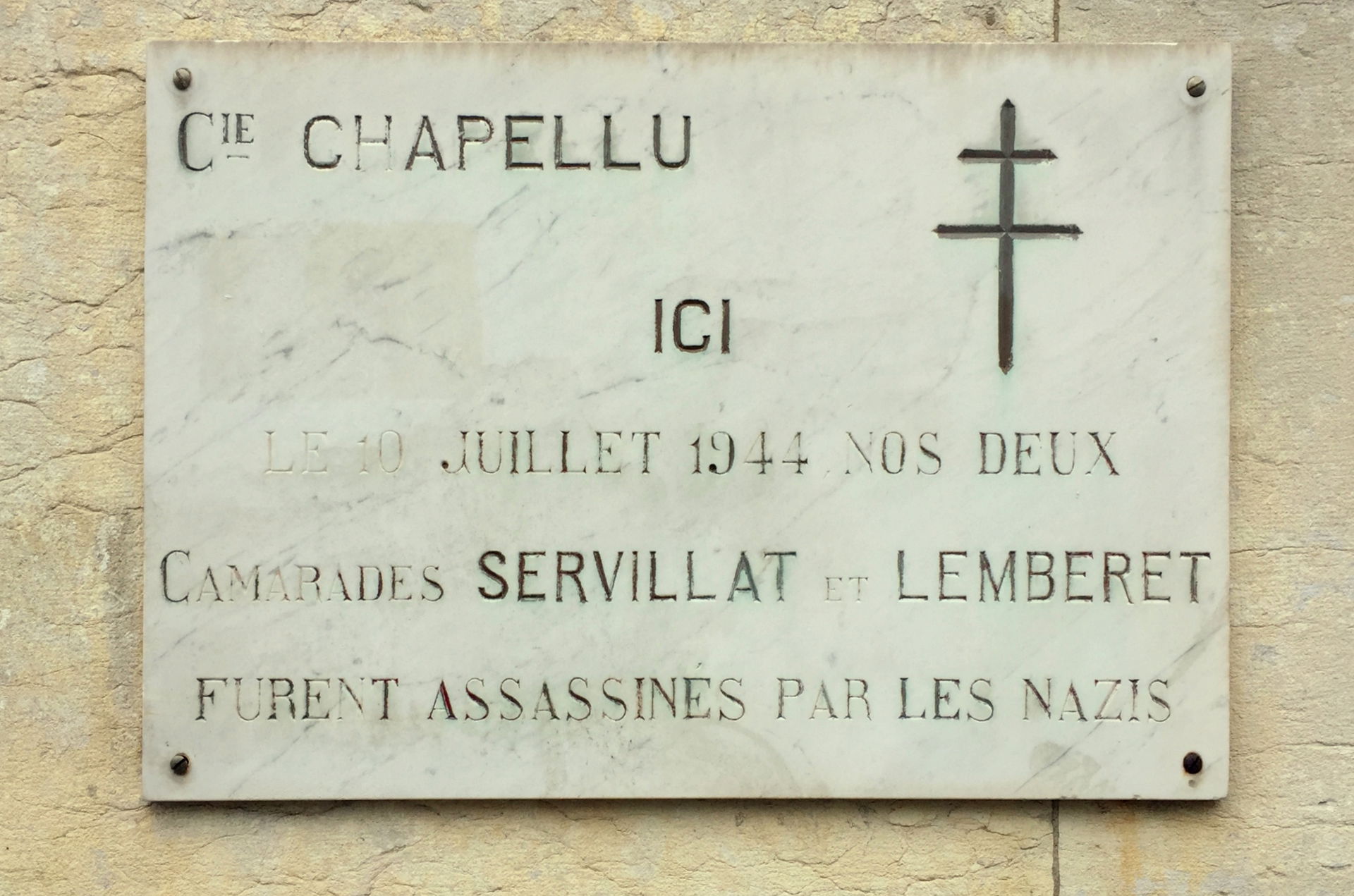 Tribute Plaque to Marcel Lamberet and Léon Servillat (compagnie…