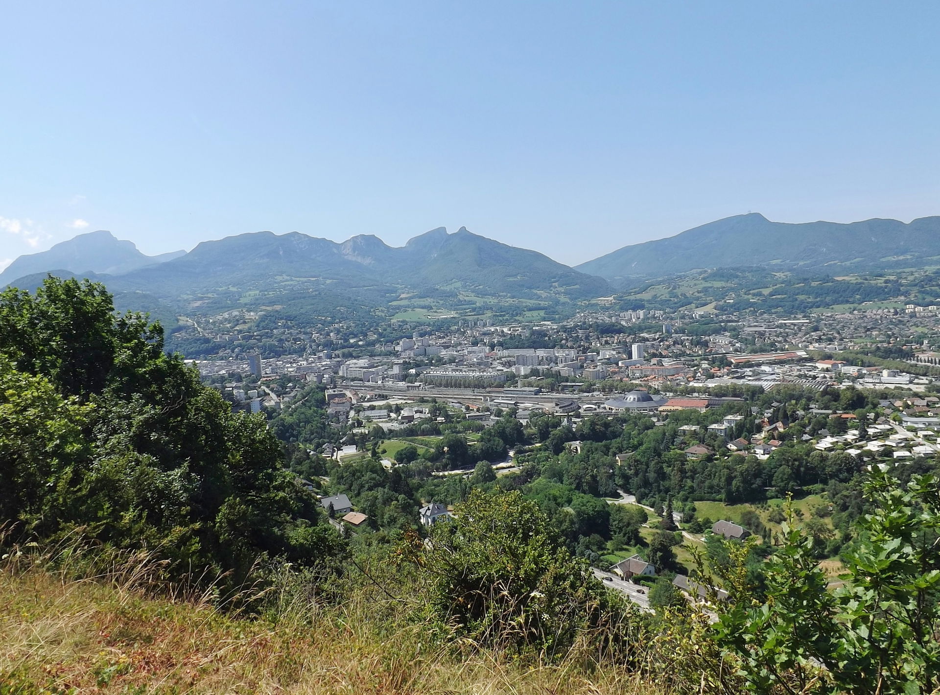 Landscape of the French city of Chambéry and its surroundings, …
