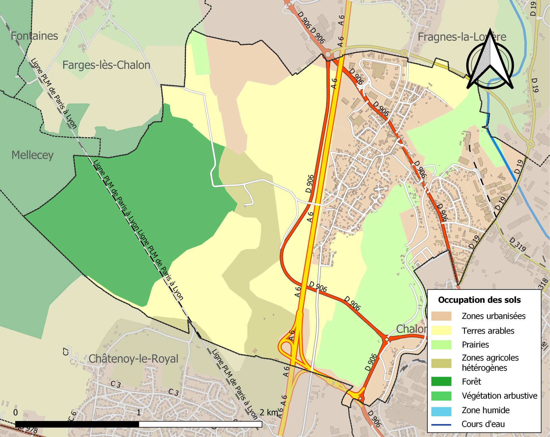 Carte des infrastructures et de l’occupation des sols en 2018 d…