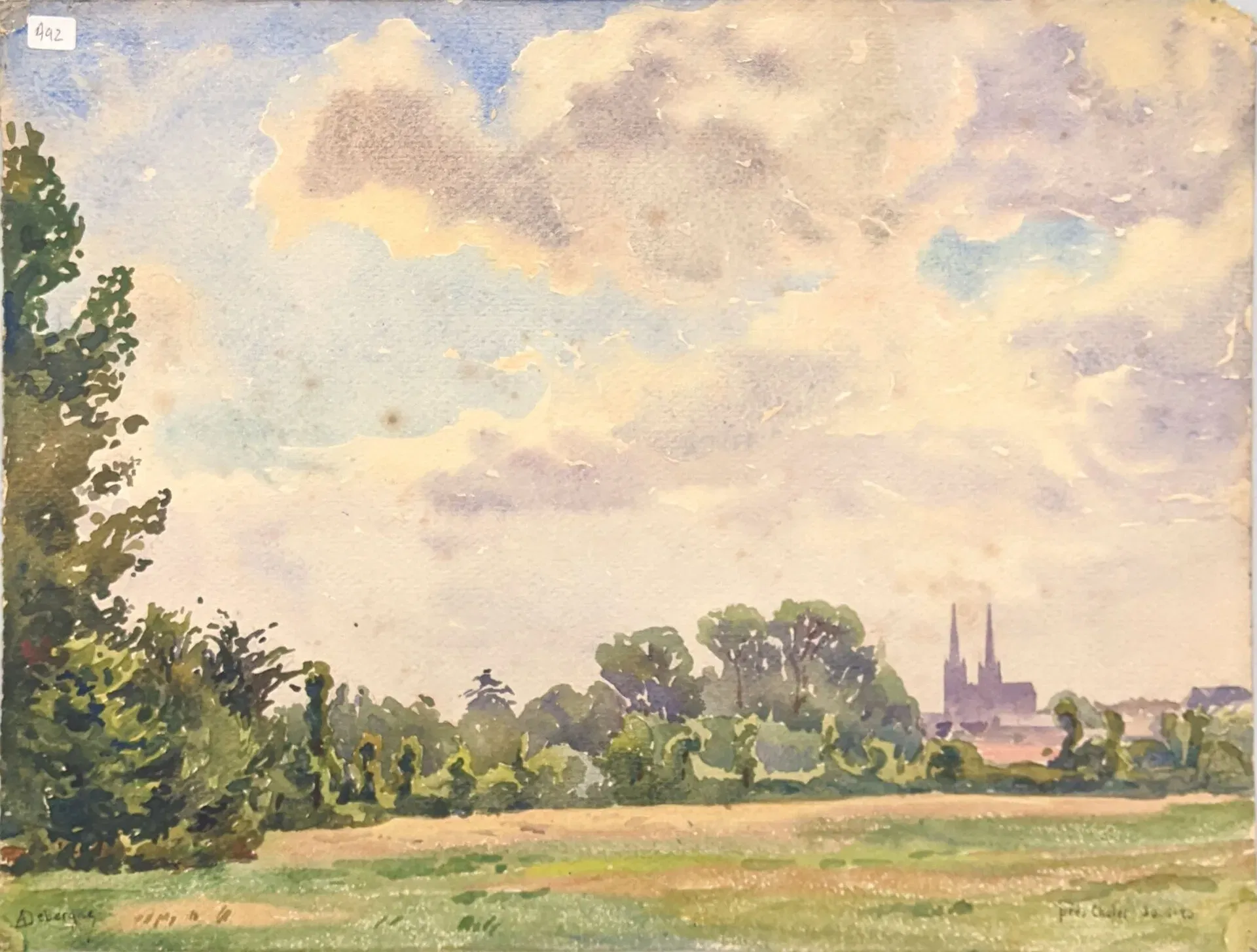 aquarelle d’un paysage de Cholet.