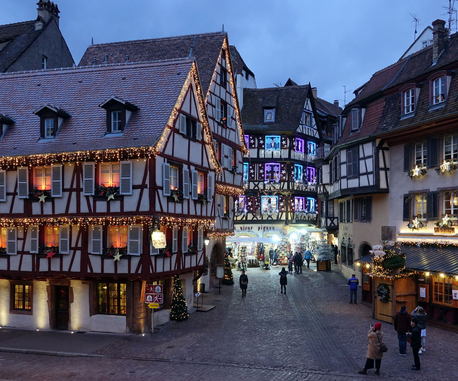 Rue des Marchands from Koïfhus in Colmar (Haut-Rhin, France).