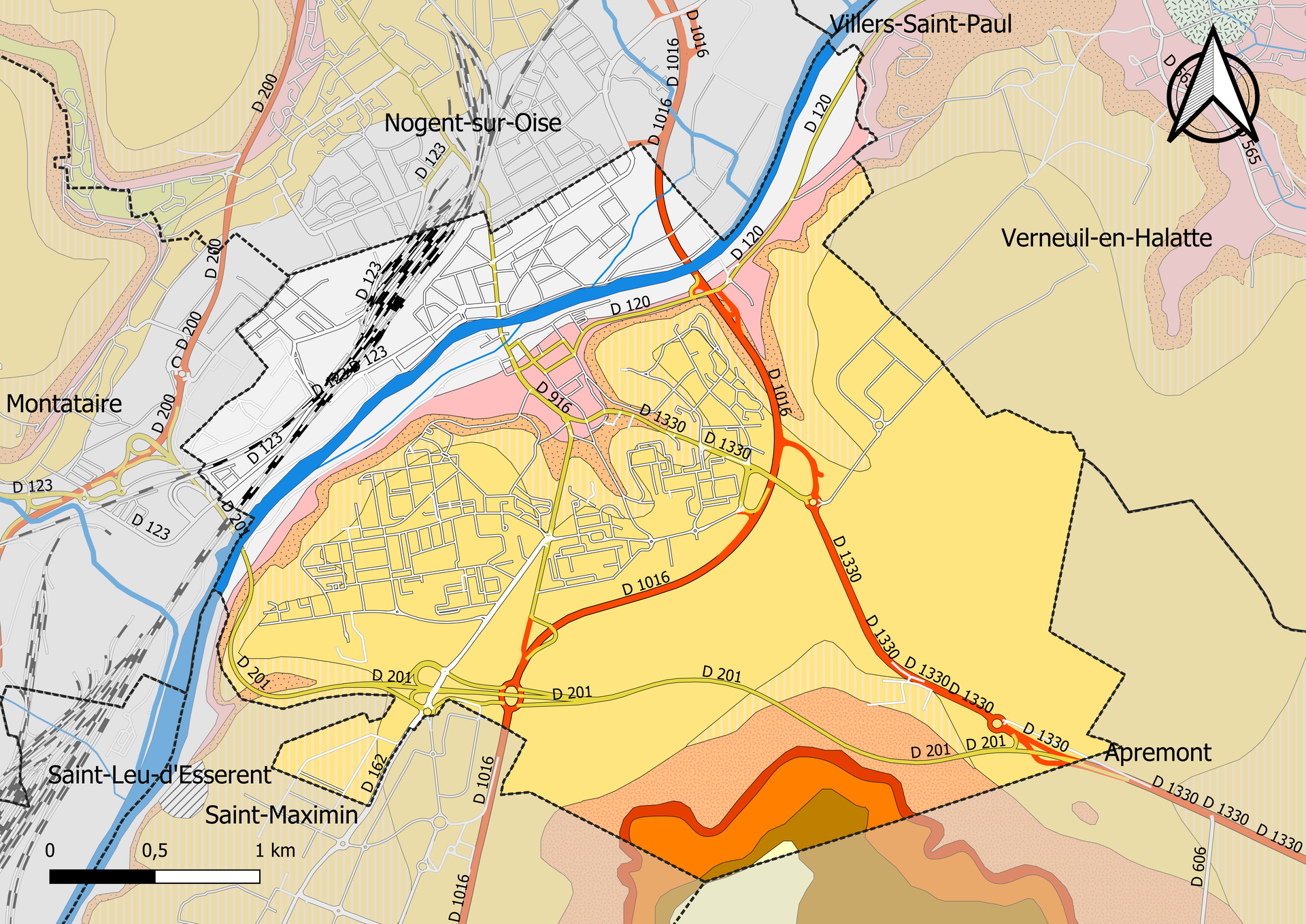 Carte géologique de la commune de Creil (Oise/France)