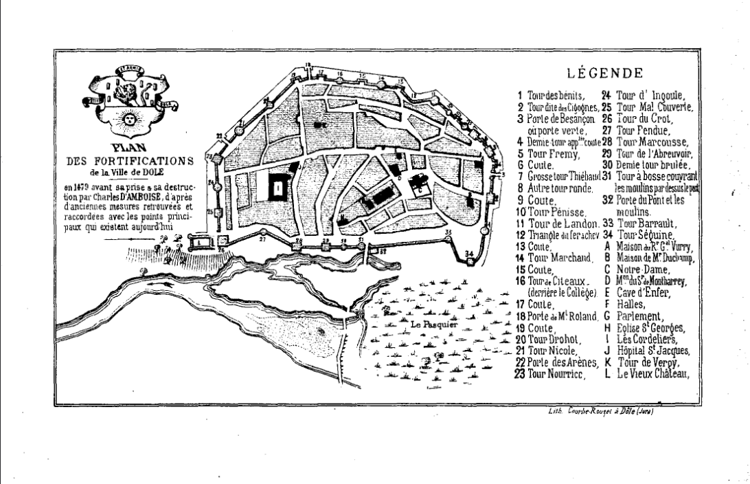 Plans des fortifications de la ville de Dole (1479) avant sa de…