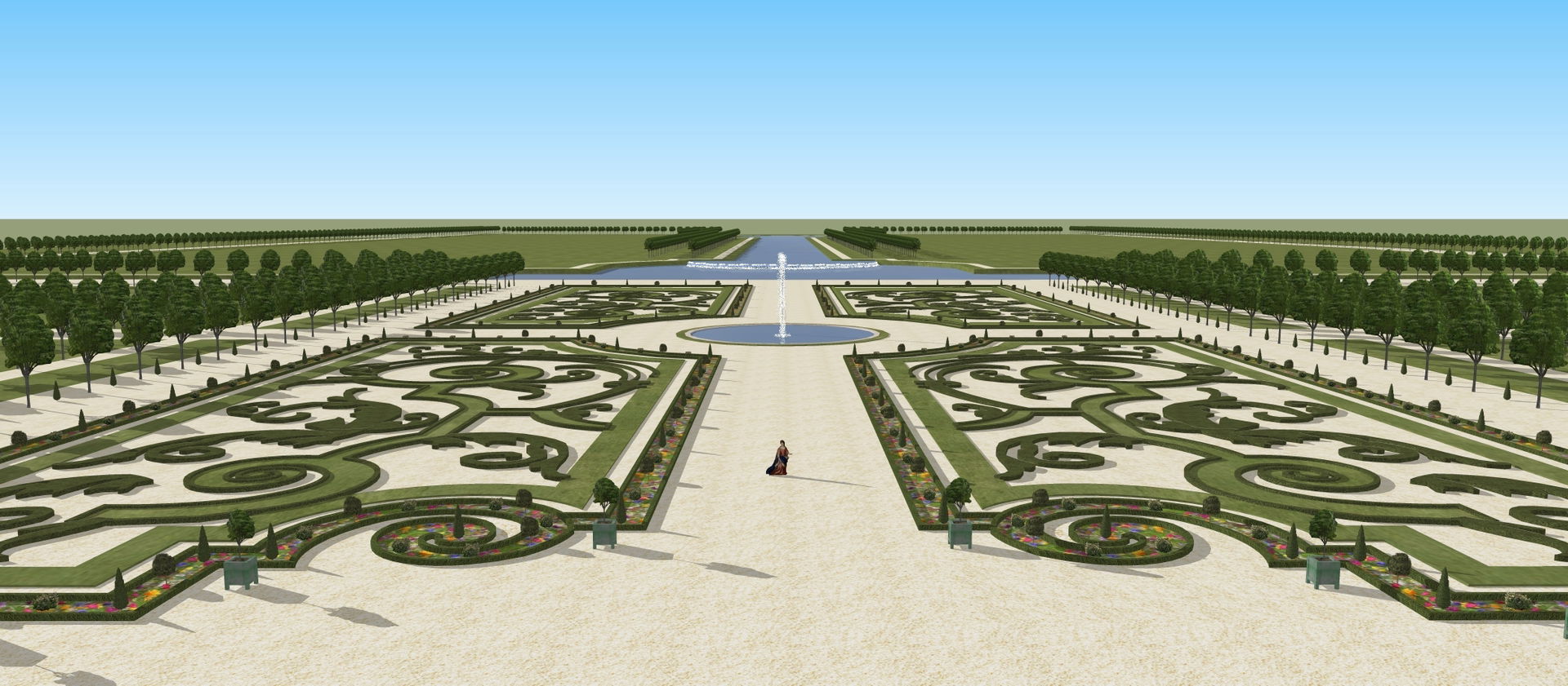Restitution du grand parterre du château de Navarre, à Evreux, …