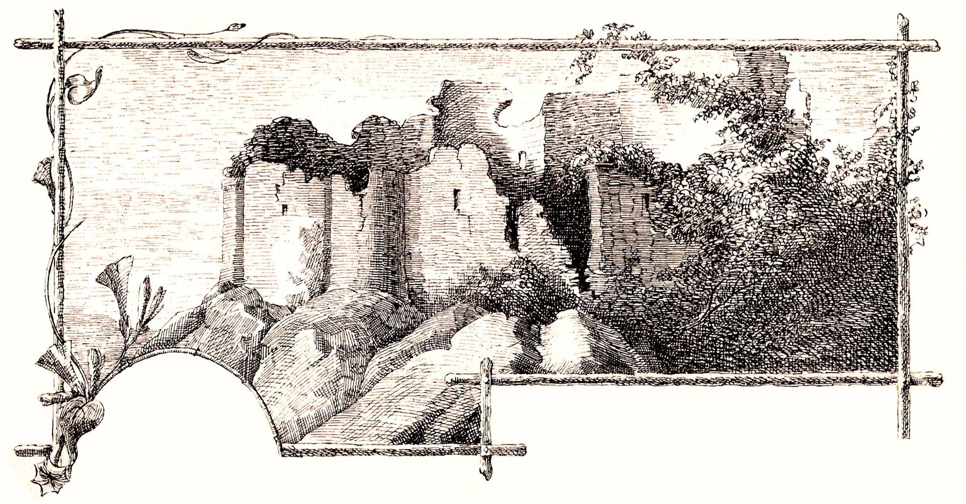 Ruines du château de La Roche-sur-Yon. Dessin à la plume de M. …