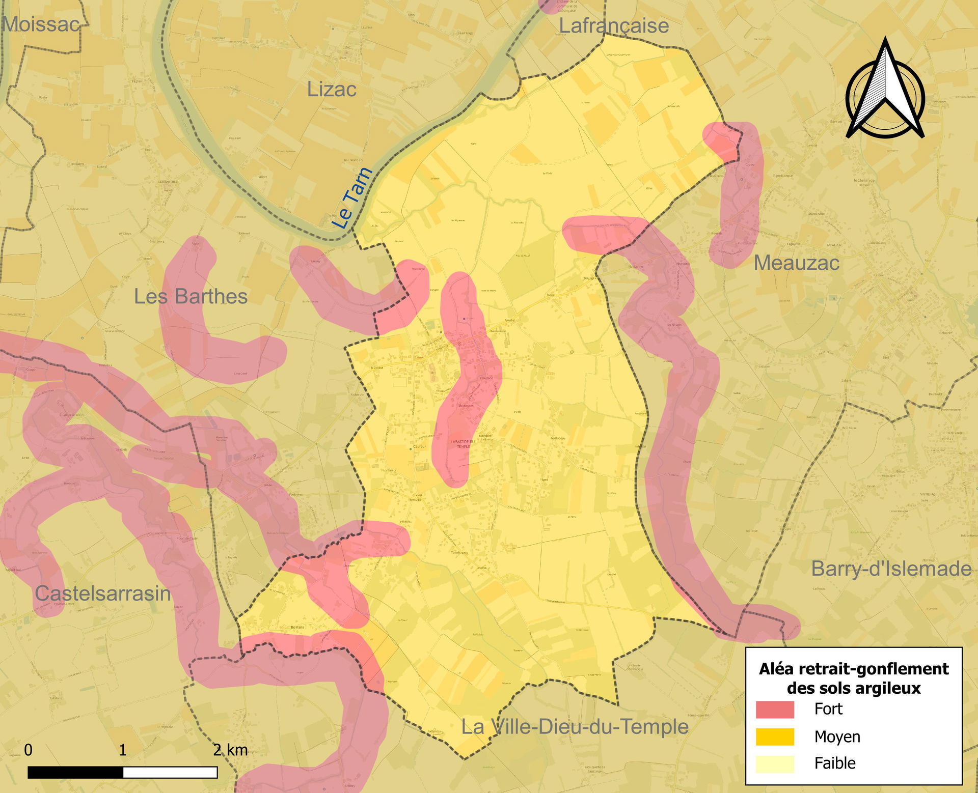 Carte de l'aléa retrait-gonflement des argiles sur la commune d…