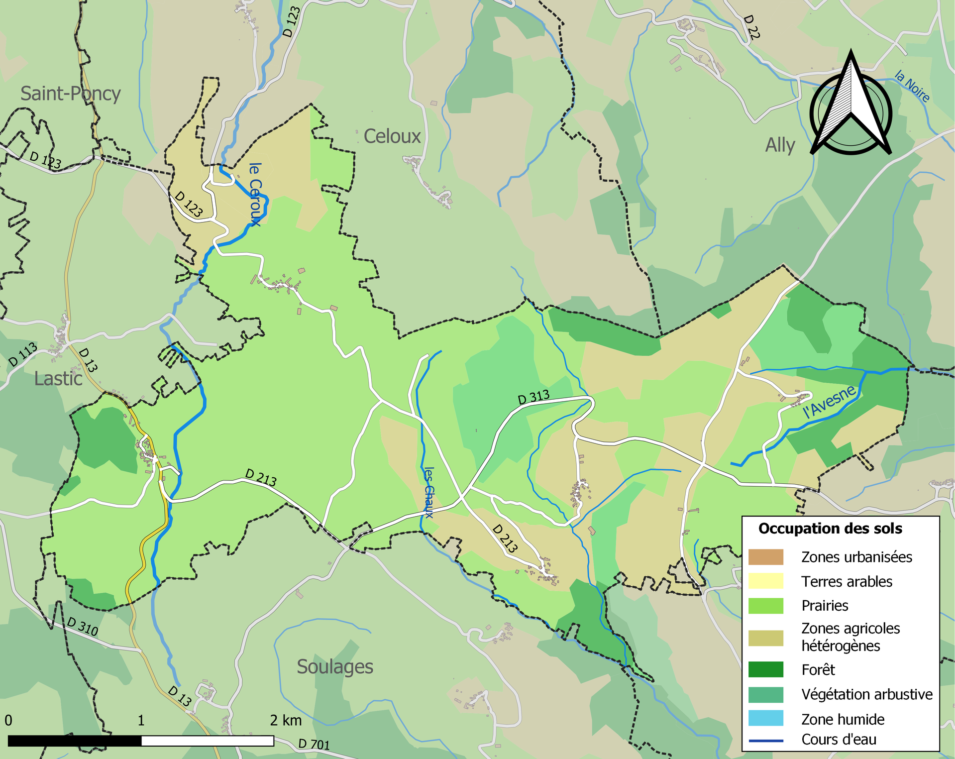 Carte des infrastructures et de l’occupation des sols en 2018 d…