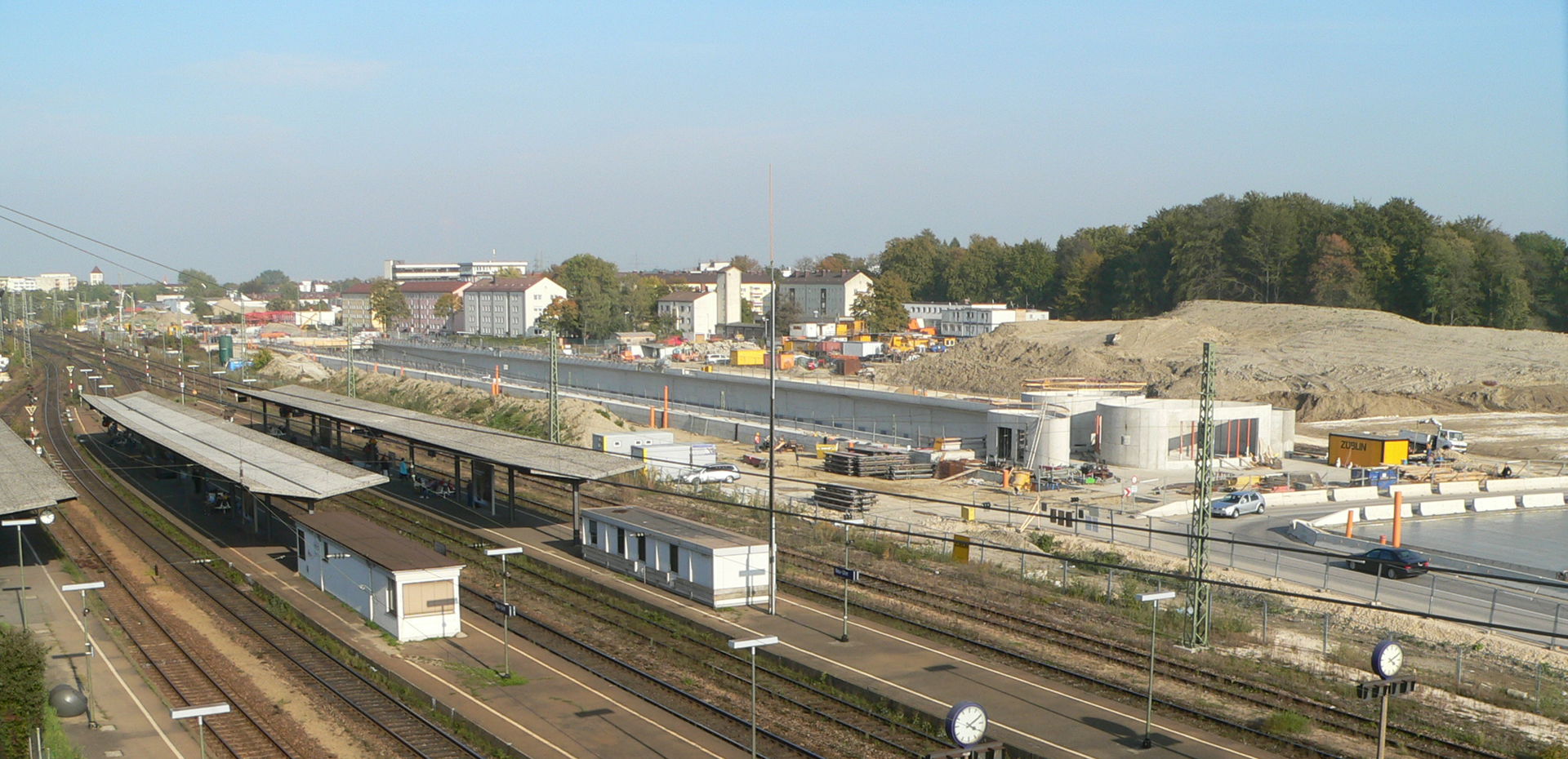 Station of Neu-Ulm, Germany. On the left the old station, on th…