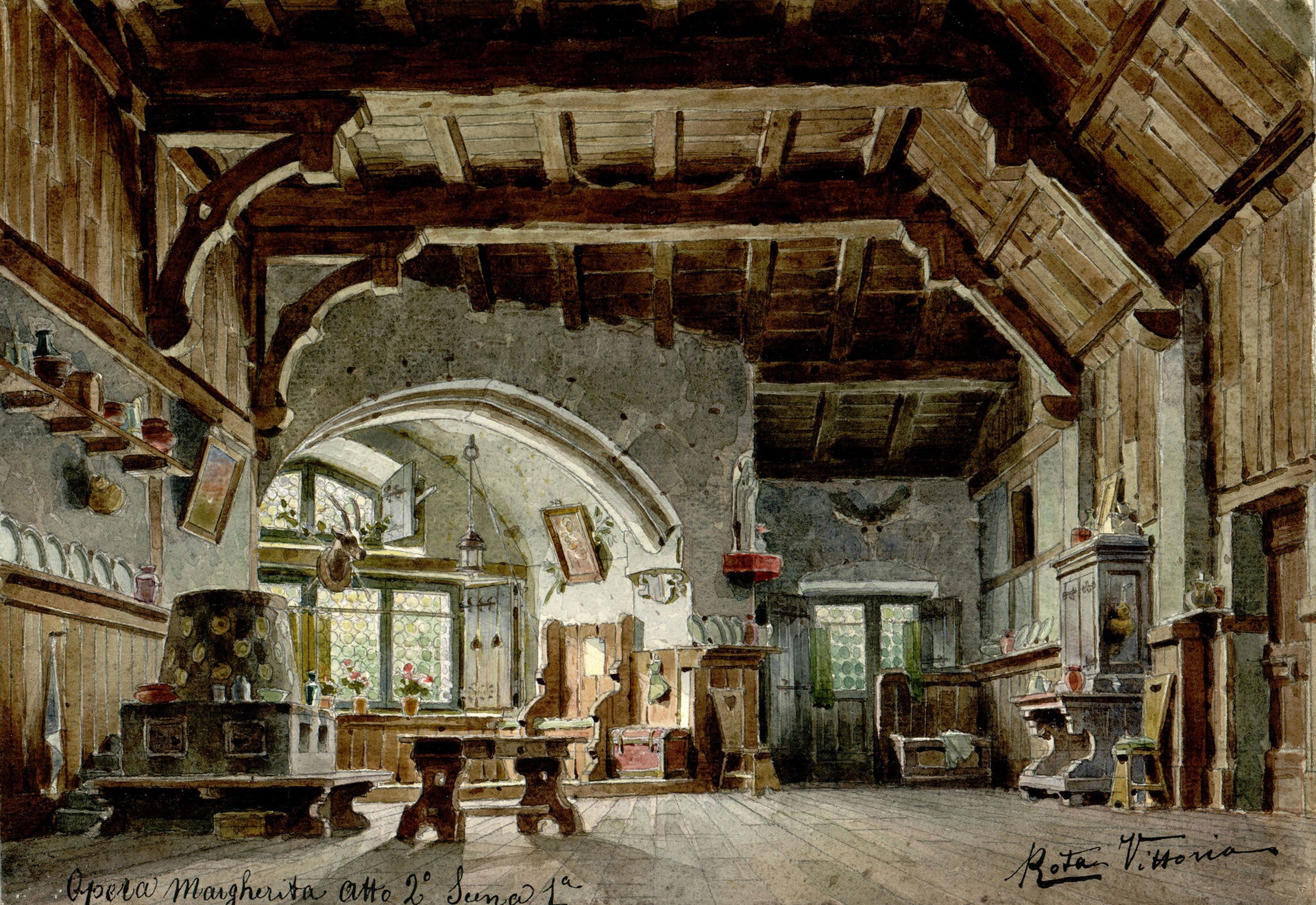 Camera di Marta, set design for Margherita act 2 scene 1 (1910).