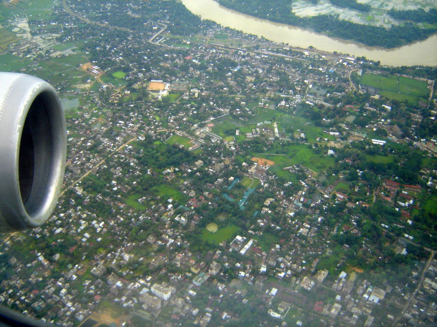Aerial view of Tarapur and Silchar railway station from an Alli…