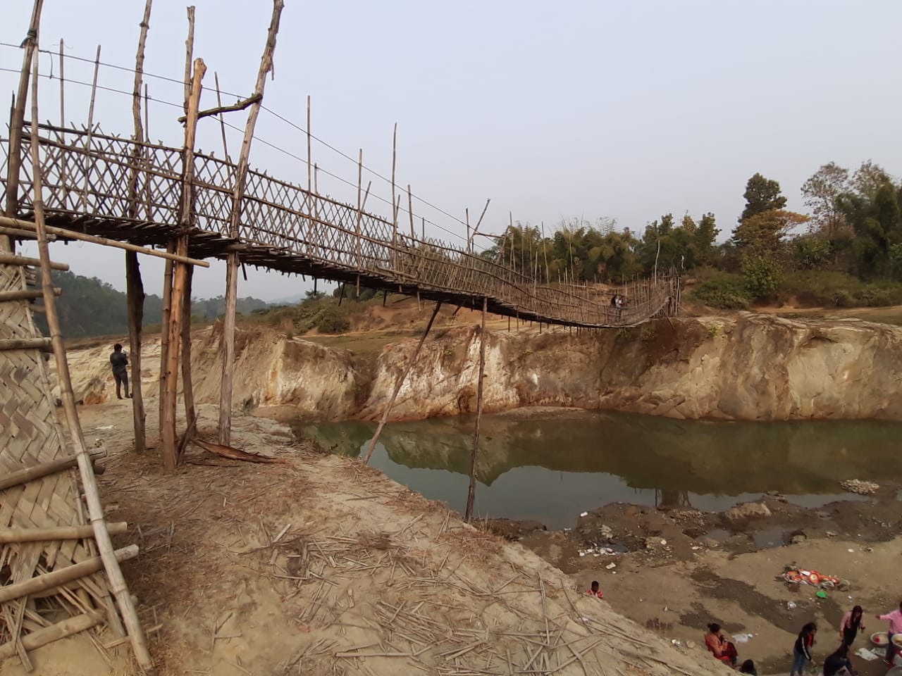 Bamboo Bridge at Madhura Ghat, Silchar, Assam. A major attracti…