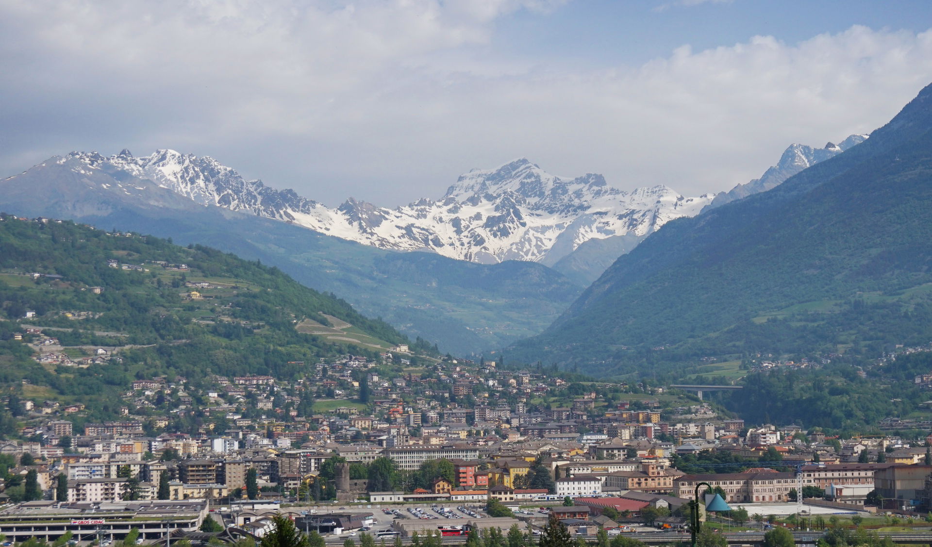View of Aosta towards the Grand Combin massif.