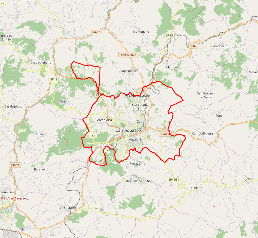 Carte OSM de Campobasso, Italie