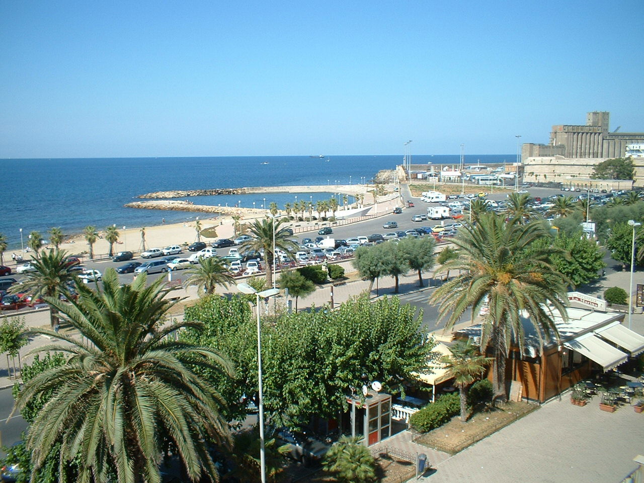 View onto the beach with granary