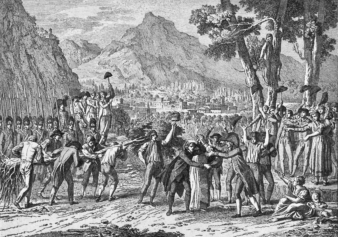 Errichtung eines Freiheitsbaum in Sondrio, Veltlin, am 14. Juni…