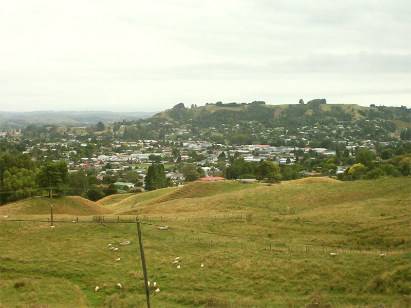 Te Kuiti, New Zealand - looking north from SH3 as it climbs out…