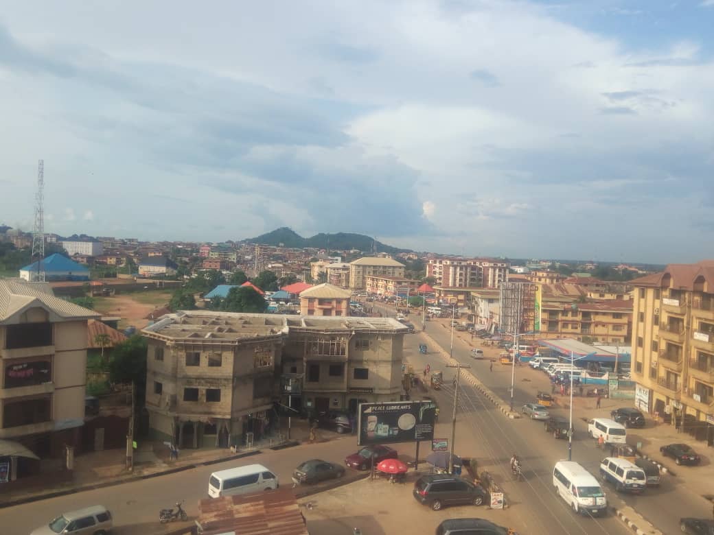 Abakaliki metropolis with Azugwu Hill in background, Abakaliki,…