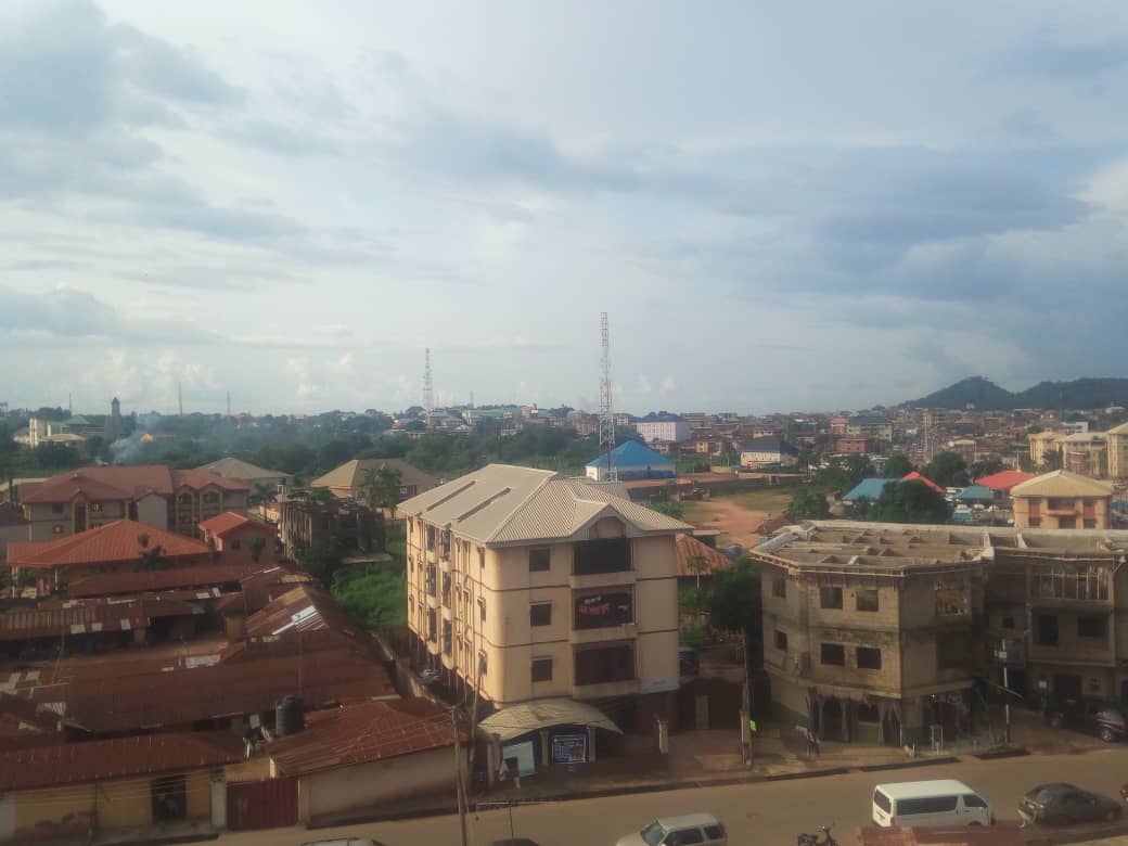 Abakaliki metropolis with Azugwu Hill in background, Abakaliki,…