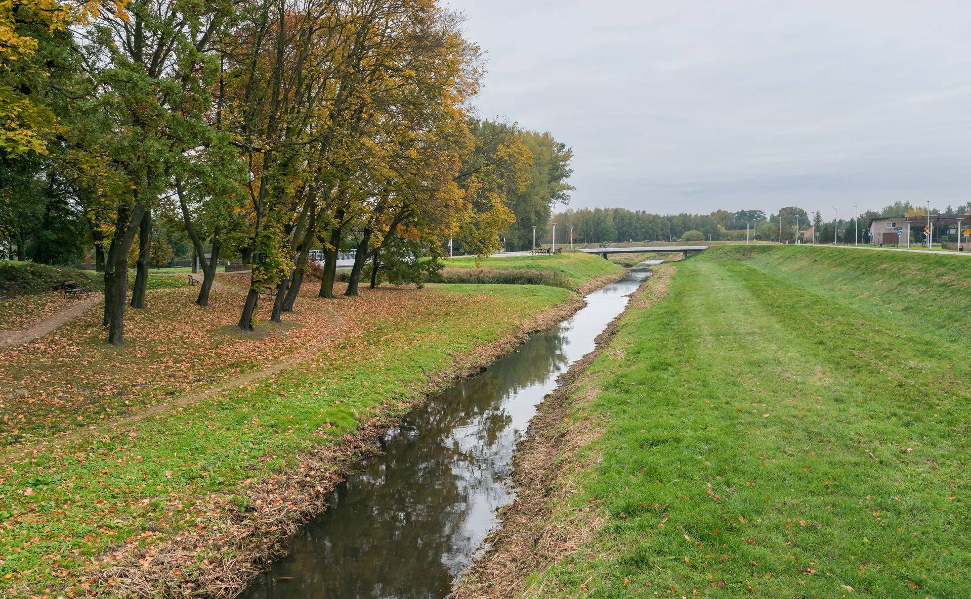 Żeglina river in Sieradz, Łódź Voivodeship, Poland