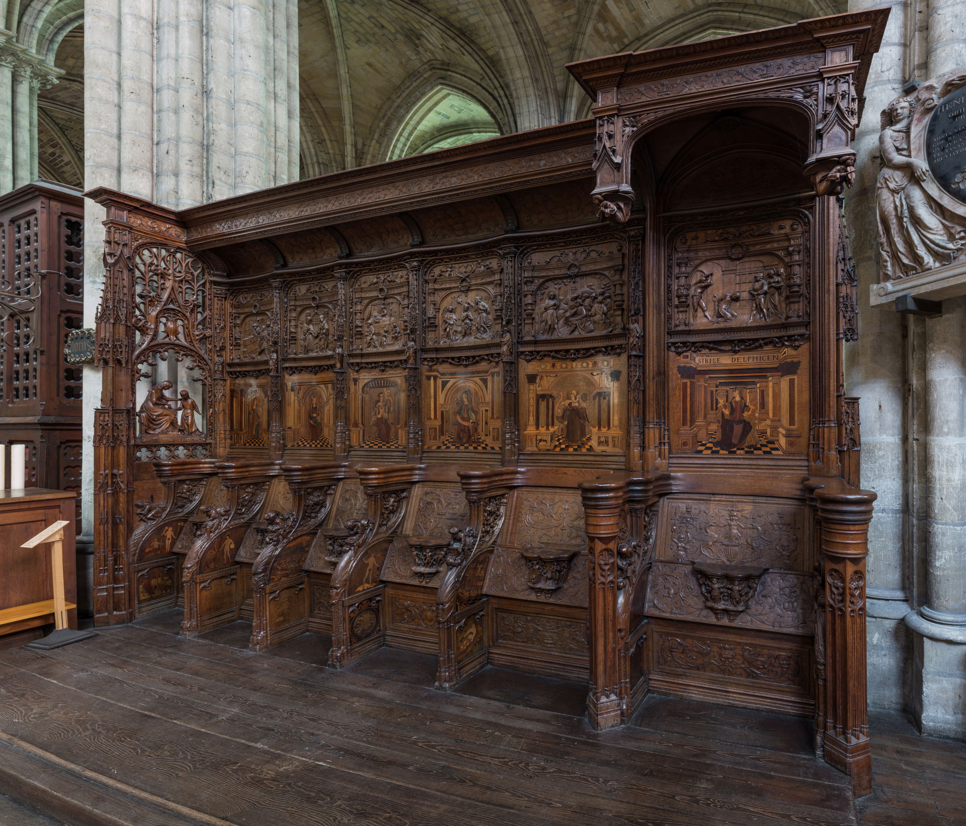 The choir stalls and mesericords of the Basilica of Saint Denis…