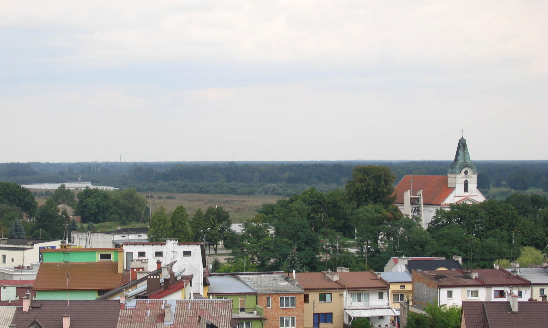Panorama of Wyszków. Bug river, St. Giles church