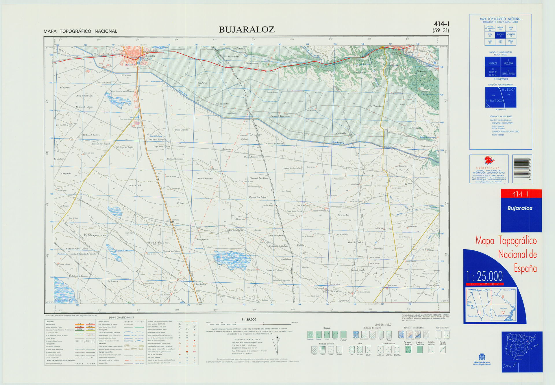 Fragment 0414c1 of the National Topographic Map of Spain in 200…