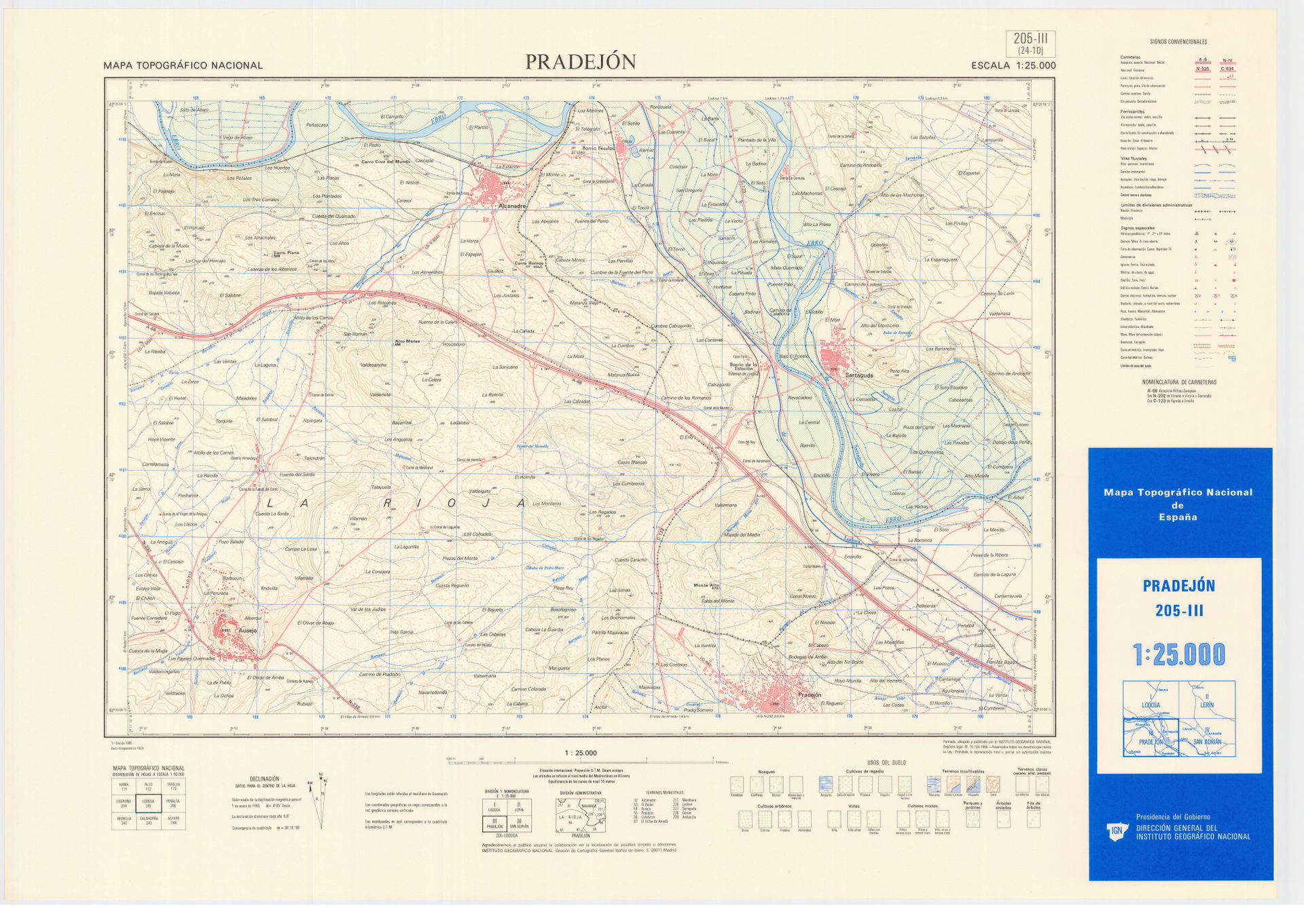 Fragment 0205c3 of the National Topographic Map of Spain in 198…