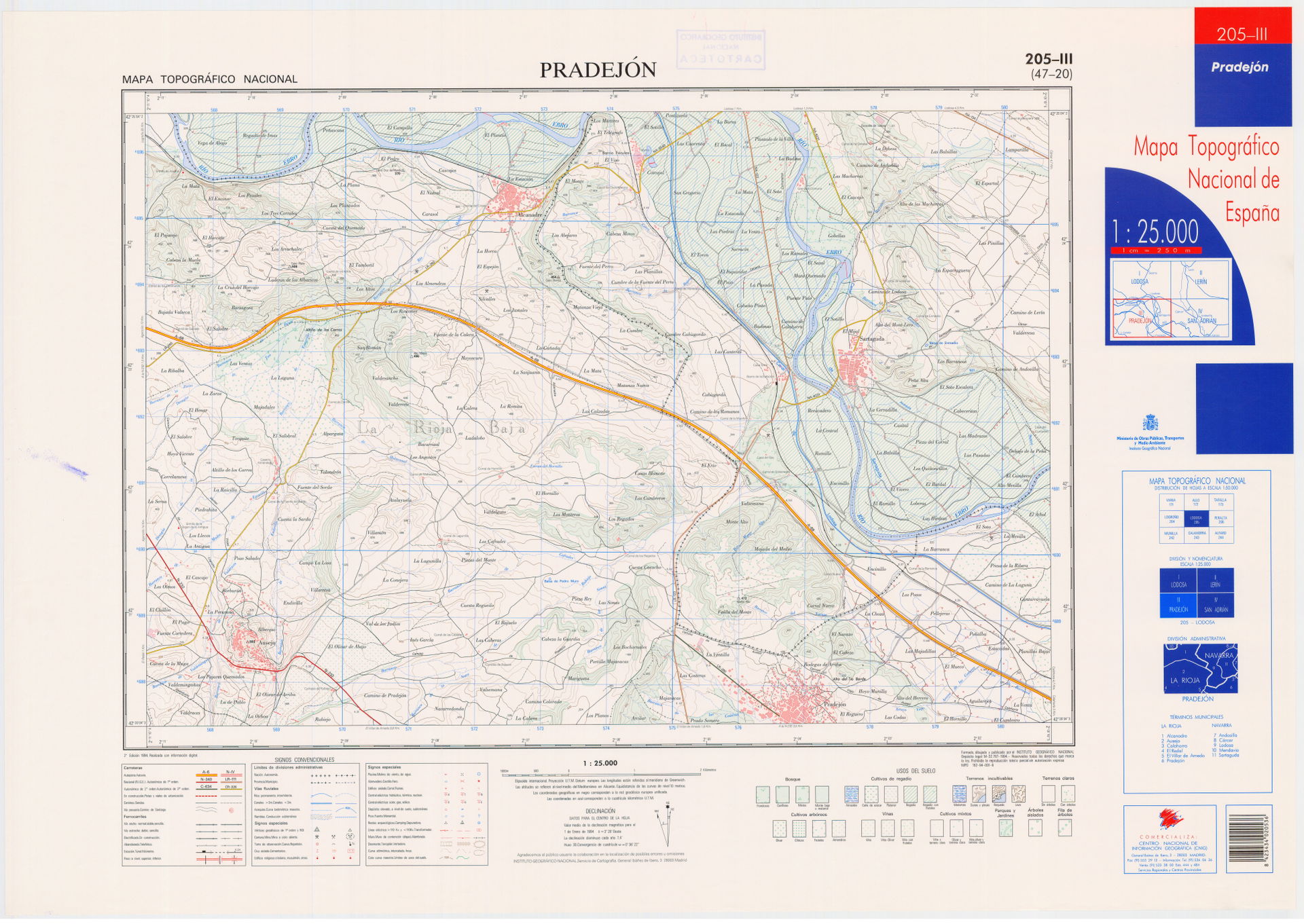Fragment 0205c3 of the National Topographic Map of Spain in 199…