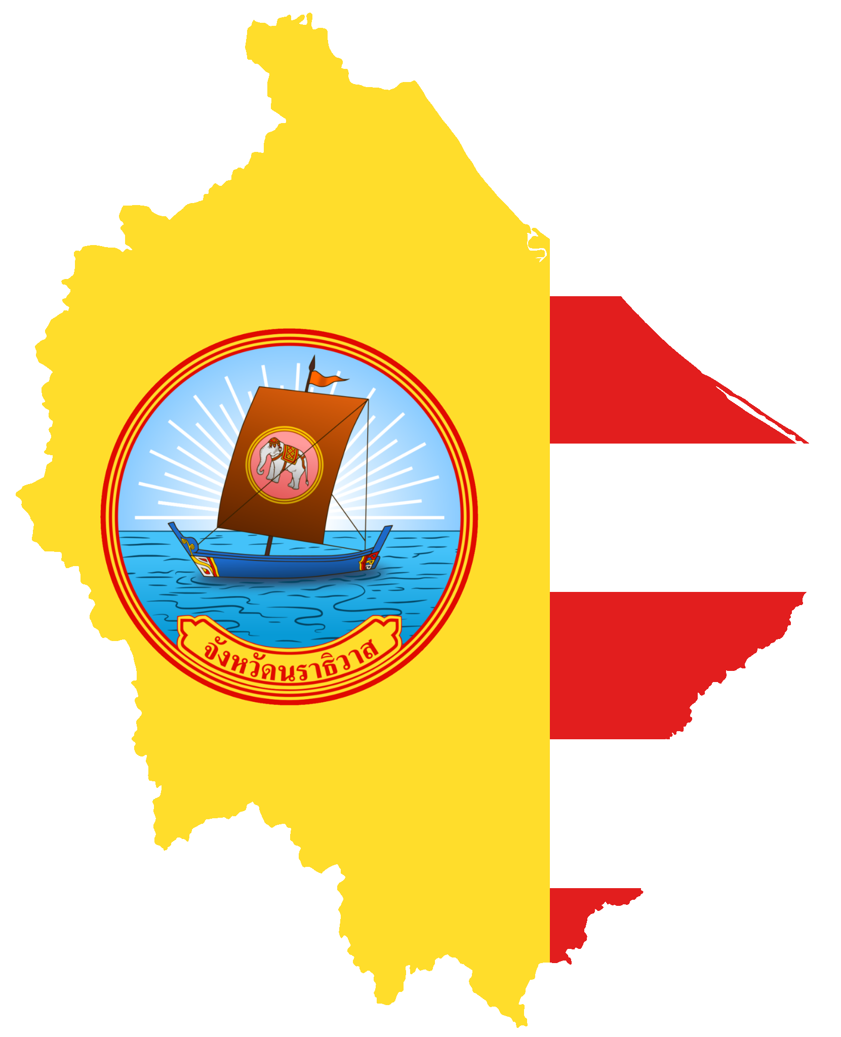 Flag map of Narathiwat of Thailand