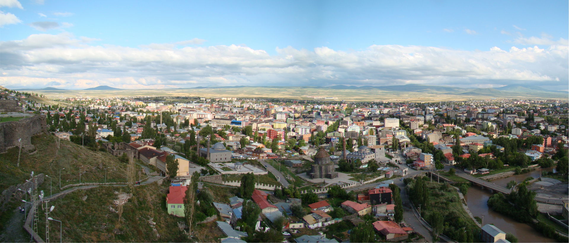 A panorama from the fortress above Kars, Turkey, looking south-…