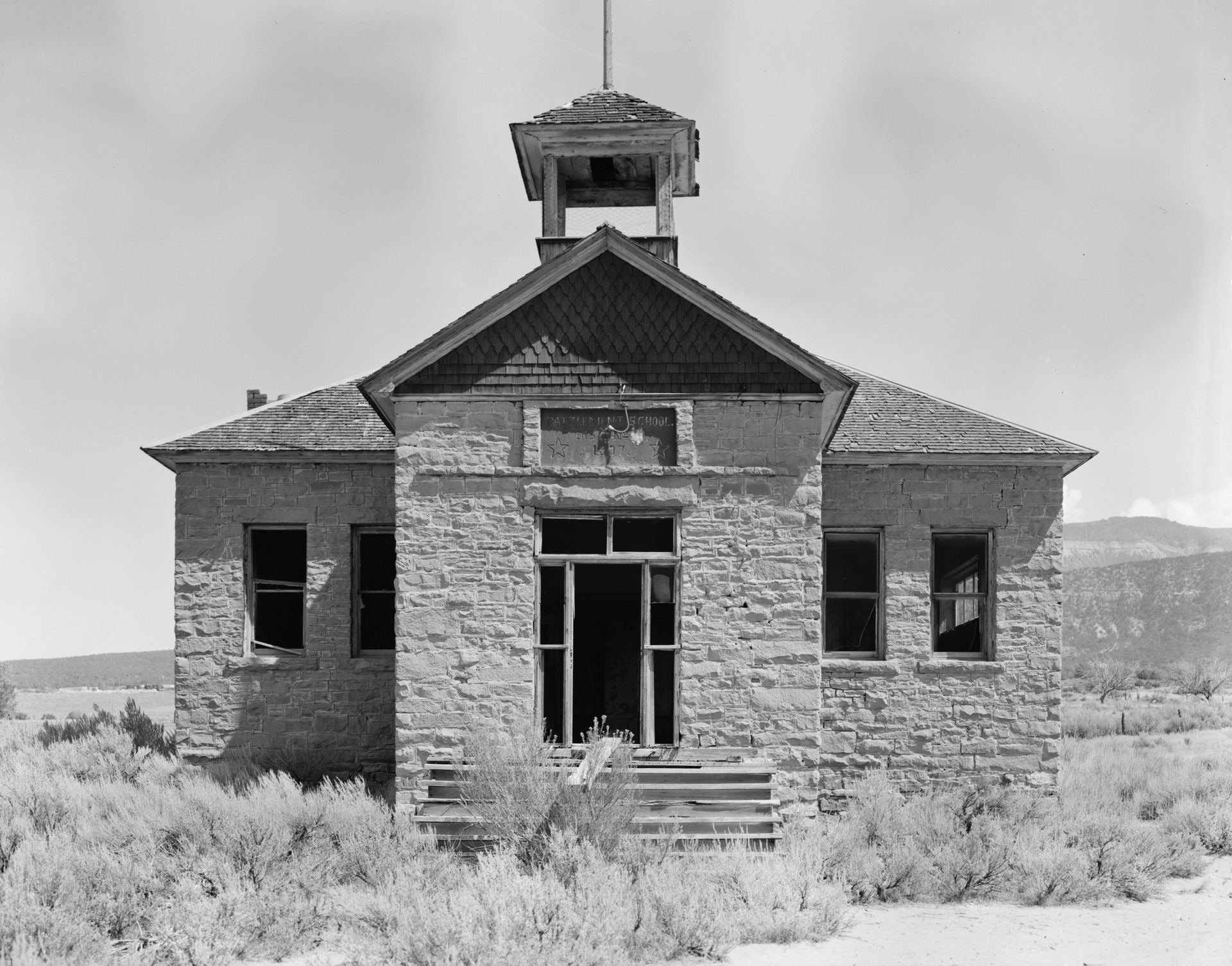 Front of the Battlement Mesa Schoolhouse, located at 7201 300 R…