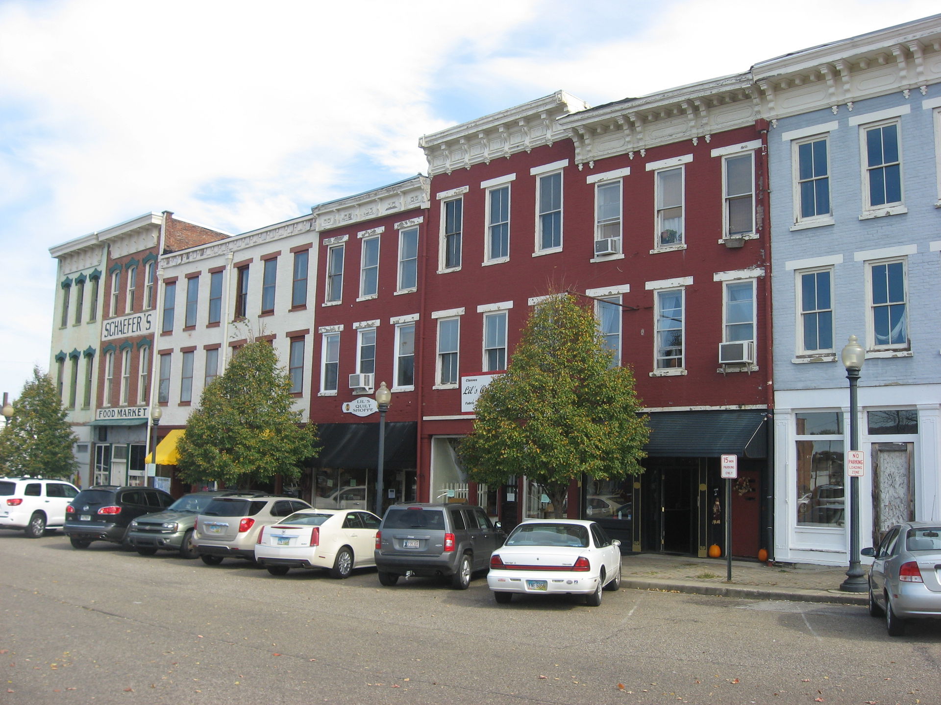Buildings on the eastern side of Market Street between Second a…