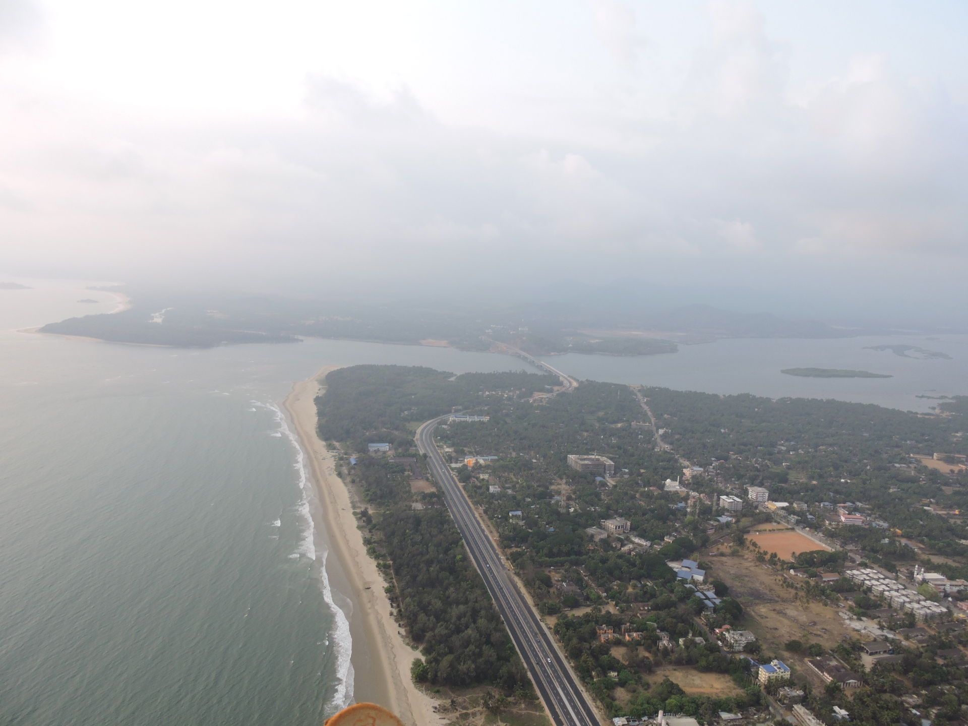 The Ariel view of Karwar Beach and Kali River.