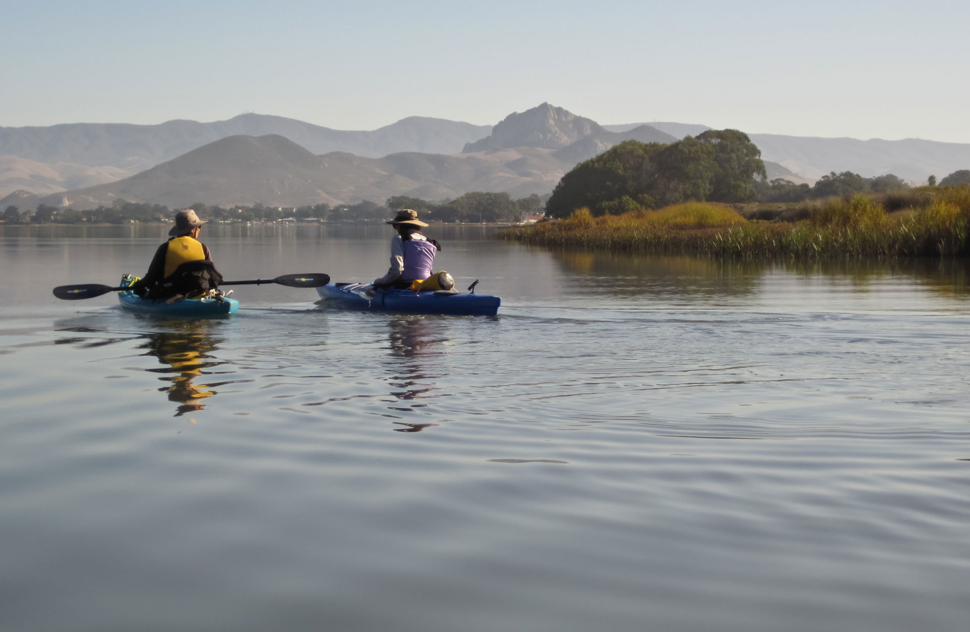 Morro Bay and its upper Estero Bay with kayaks.
Located in San…