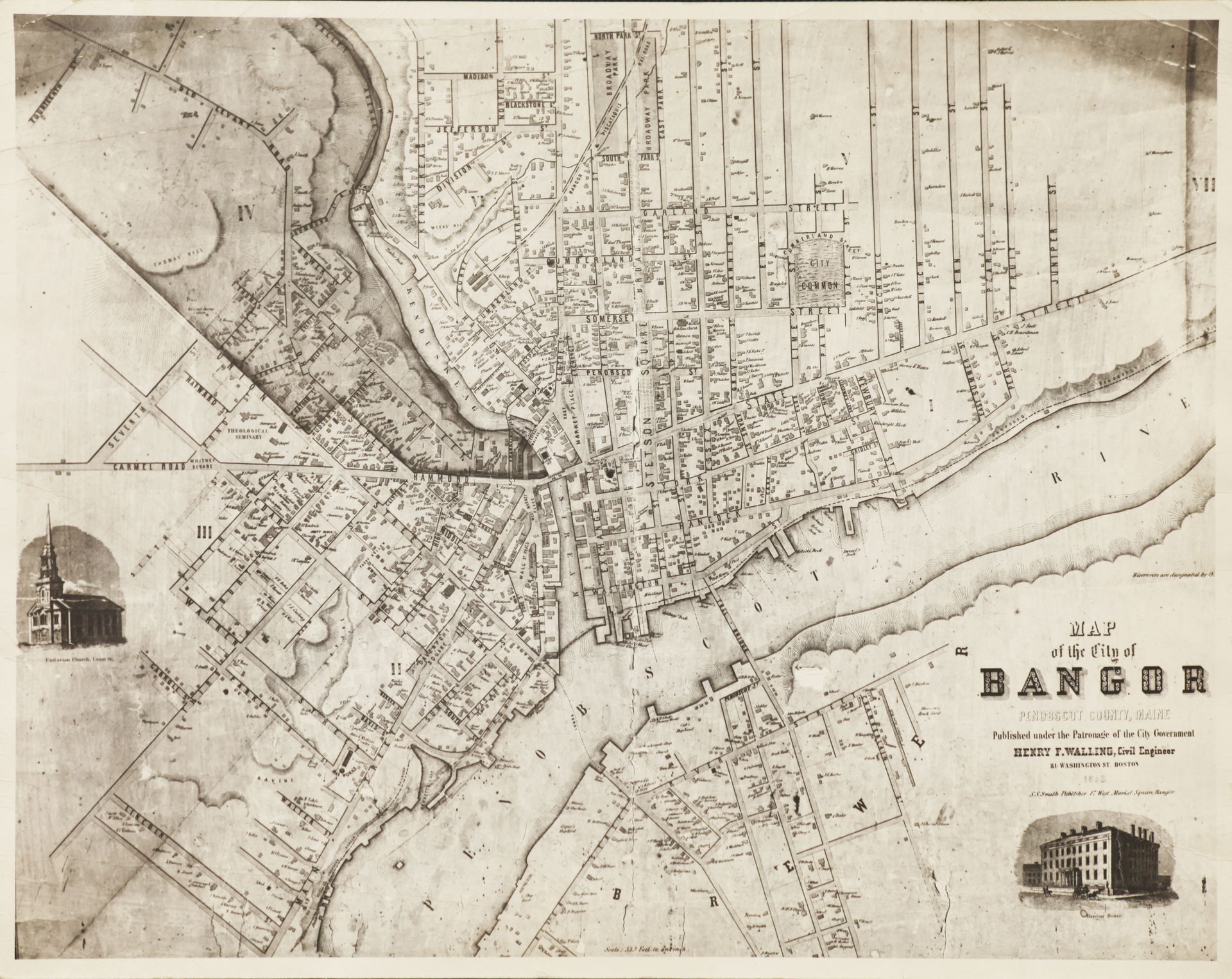 This map detail shows (at middle-left) the Bangor terminus of t…