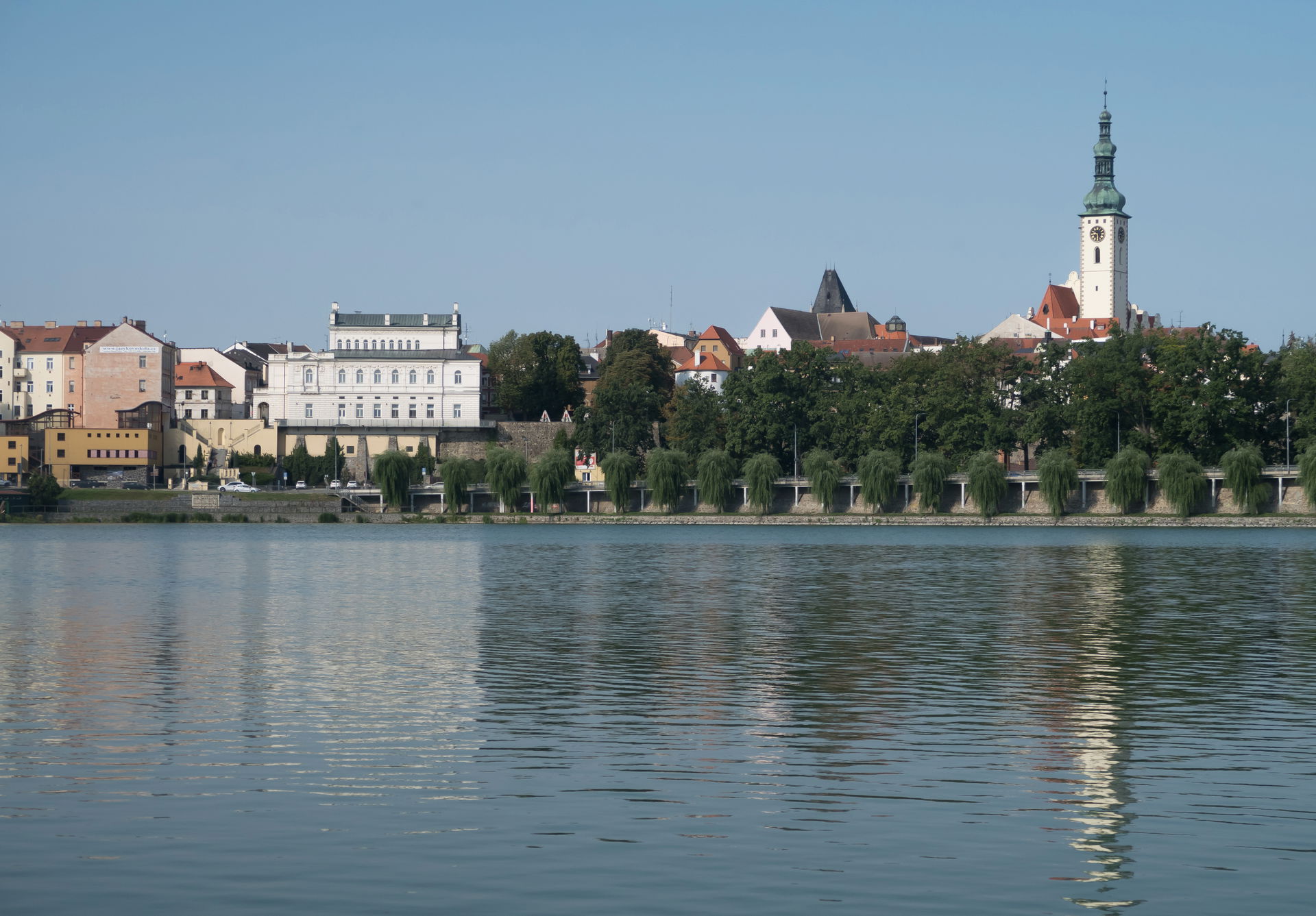 Tábor, town view with the Jordán pond in the front